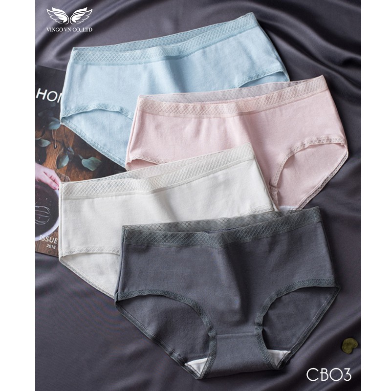 COMBO 3 Quần lót nữ cotton kháng khuẩn VINGO 3/4 cạp phối lưới co giãn thoải mái thoáng khí cao cấp CB03 VNGO | BigBuy360 - bigbuy360.vn