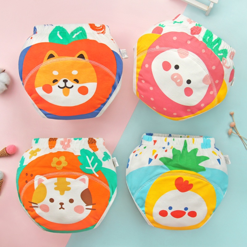 Quần tã LUCKY BIG CAT chống thấm nước có thể tái sử dụng dành cho bé trai gái 0- 3 tuổi