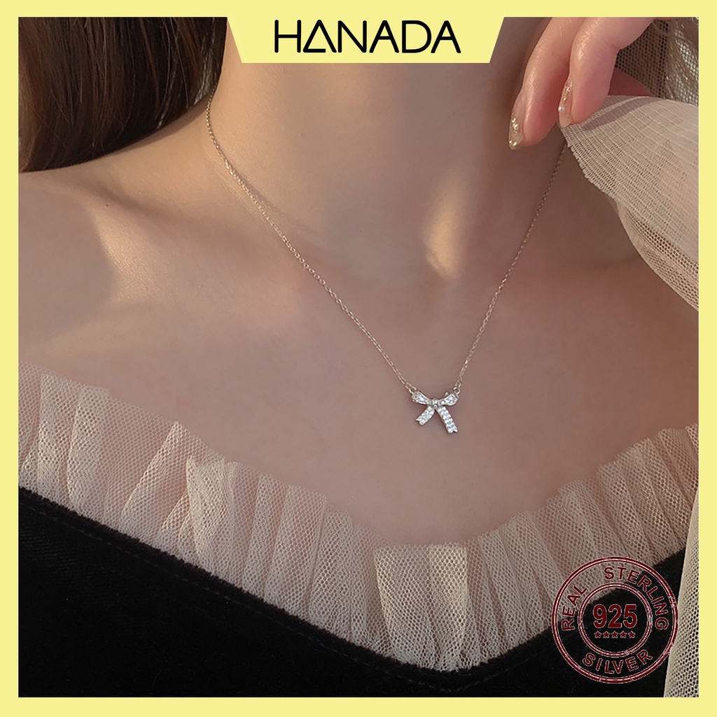 Dây Chuyền Bạc 925 Hanada Nơ Đá 0169