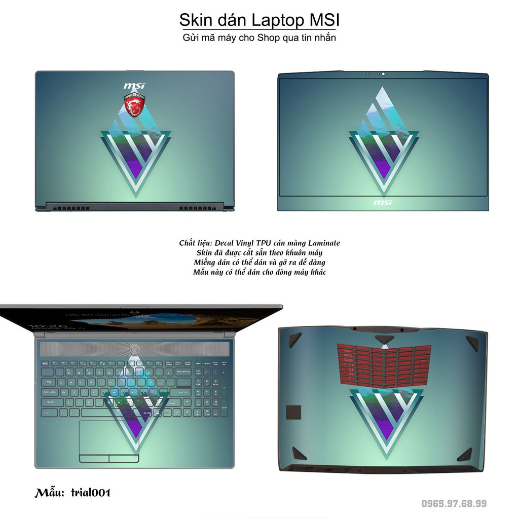 Skin dán Laptop MSI in hình Đa giác (inbox mã máy cho Shop)