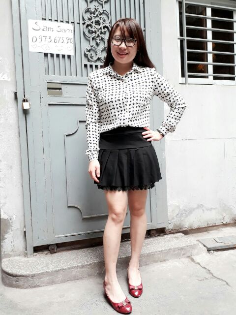 Áo sơ mi họa tiết size s<52kg