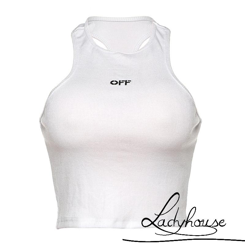 Áo Croptop Sát Nách Cổ Tròn In Chữ Thời Trang Cho Nữ