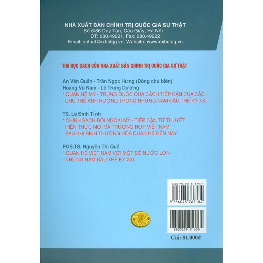 Sách - Quan Hệ Việt Nam - Hoa Kỳ (1995-2020)