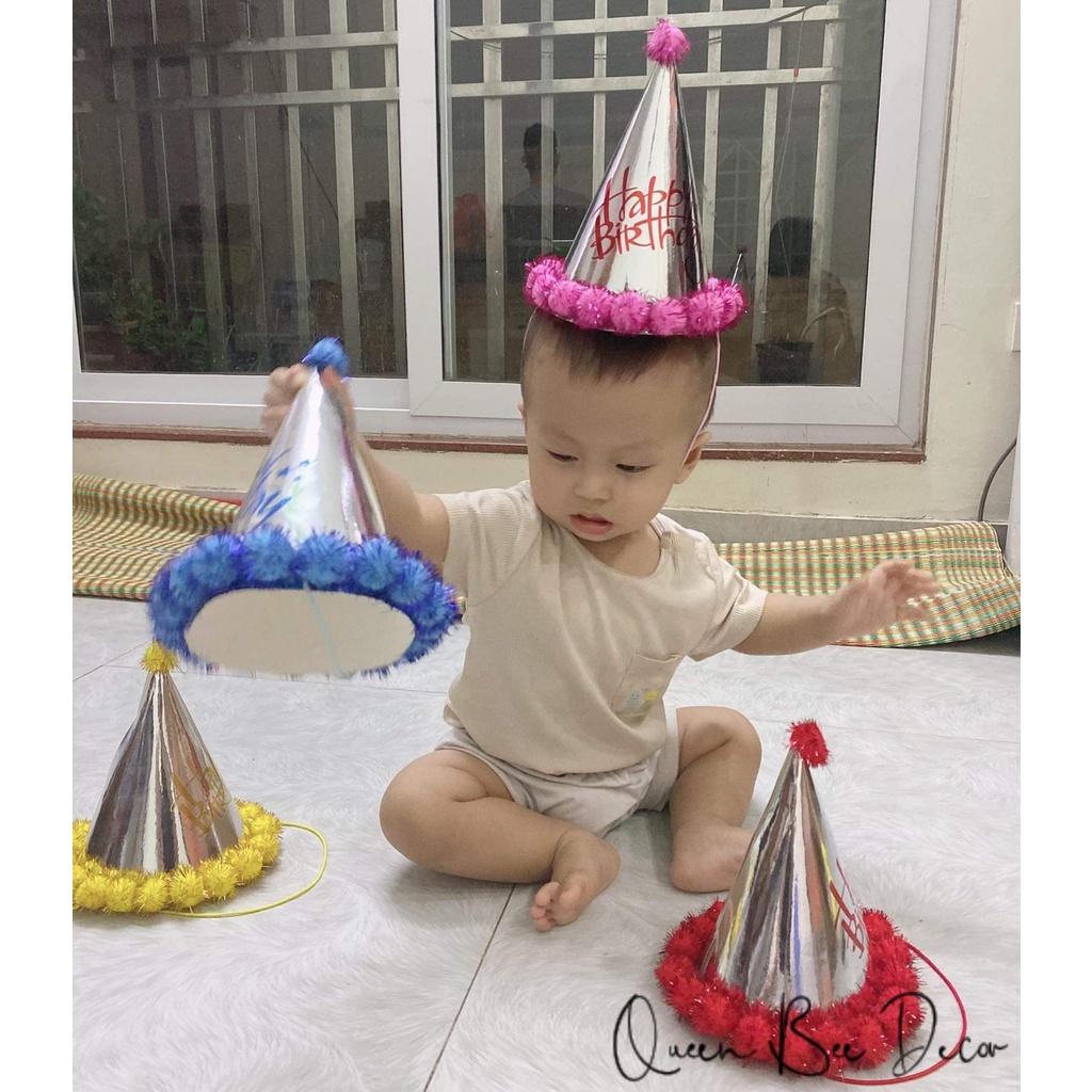 Mũ sinh nhật cho bé nón sinh nhật ánh kim tuyến cho bé QB0921