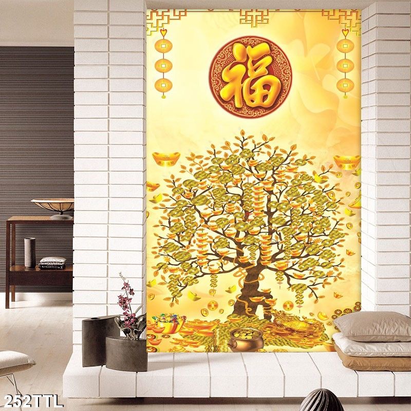 Tranh treo tường - Tranh Laminate tráng gương Cây Kim Tiền 03 - Bộ 1 tấm