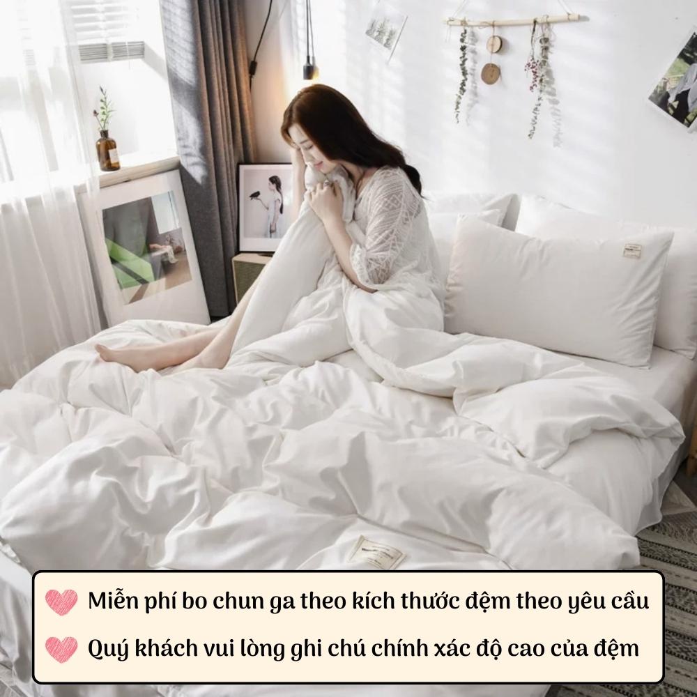 Bộ 4 món chăn ga gối đệm cotton tici trơn cao cấp Otama Bedding drap nệm trải giường bo chun kích thước 1m6 1m8 2m | BigBuy360 - bigbuy360.vn