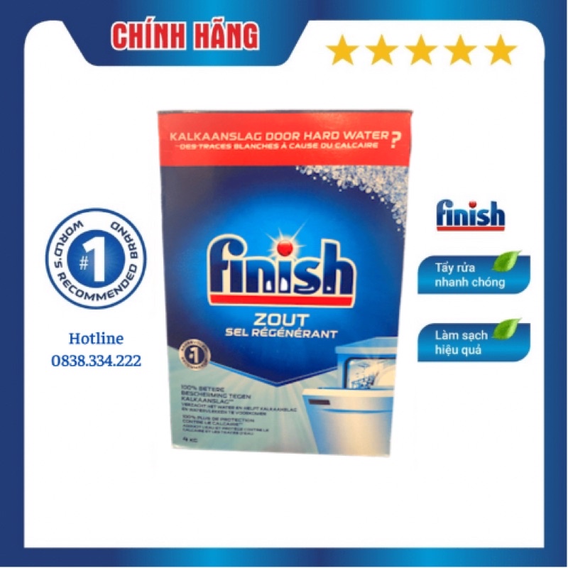 [HCM] Muối rửa chén bát Finish 4kg/ Muối làm mềm nước Finish loại 4kg