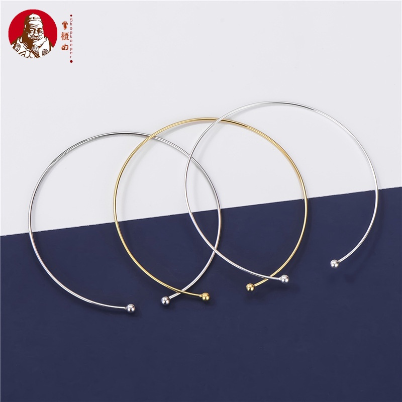 Vòng Tay Hở Bằng Bạc Sterling S925 Làm Thủ Công DIY Có Khóa Cài Đinh Ốc