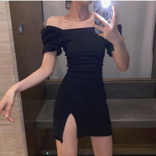 Váy body trơn nhún tay lỡ