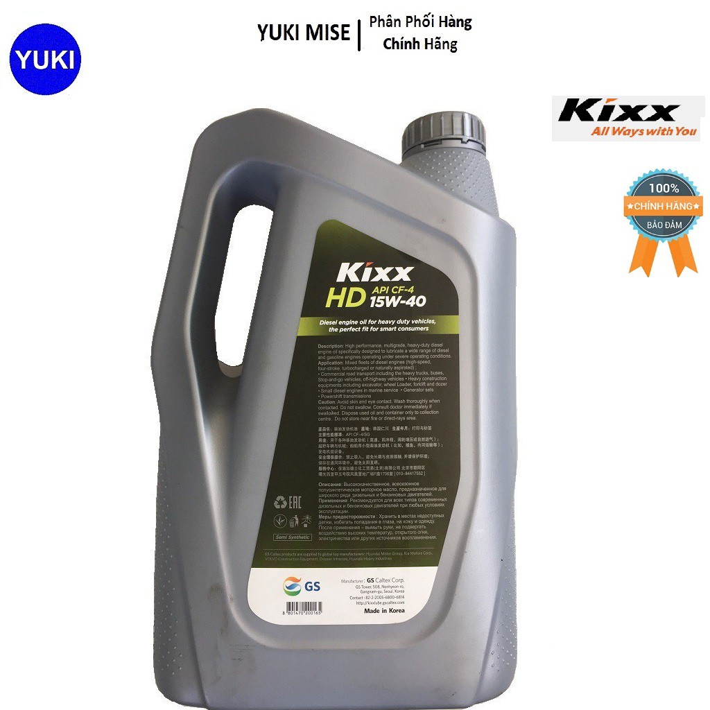 Dầu Động Cơ Kixx HD CF-4 15W/40 6L – Dầu Bán Tổng Hợp YUKI MISE Phân Phối Chính Hãng💯