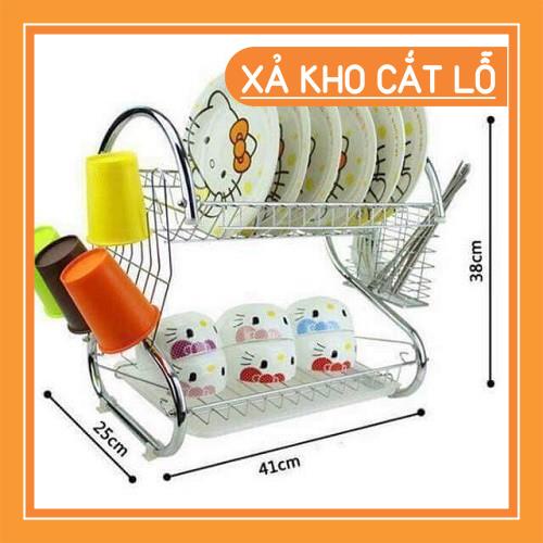 Kệ úp bát 2 tầng inox chữ S