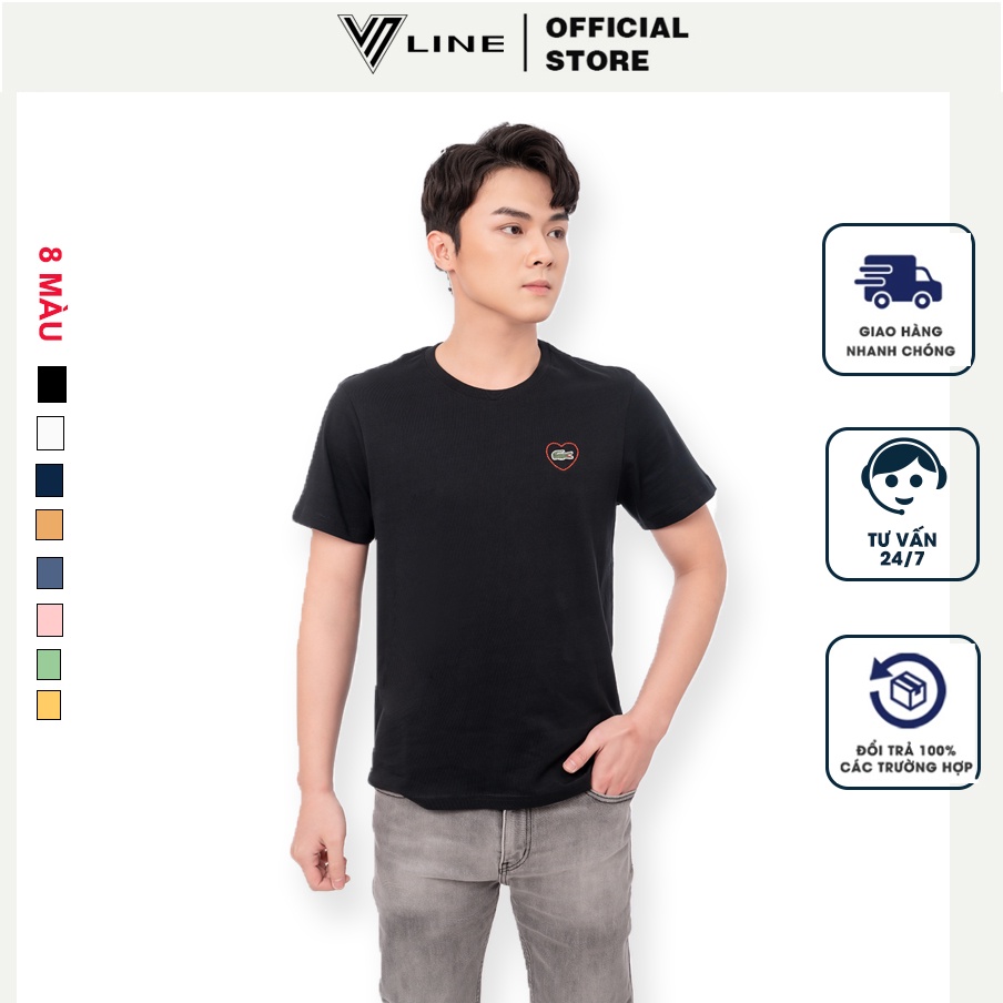 Áo thun nam basic ngắn tay, áo phông form rộng cổ tròn cotton co giãn VNLINE - APLC102