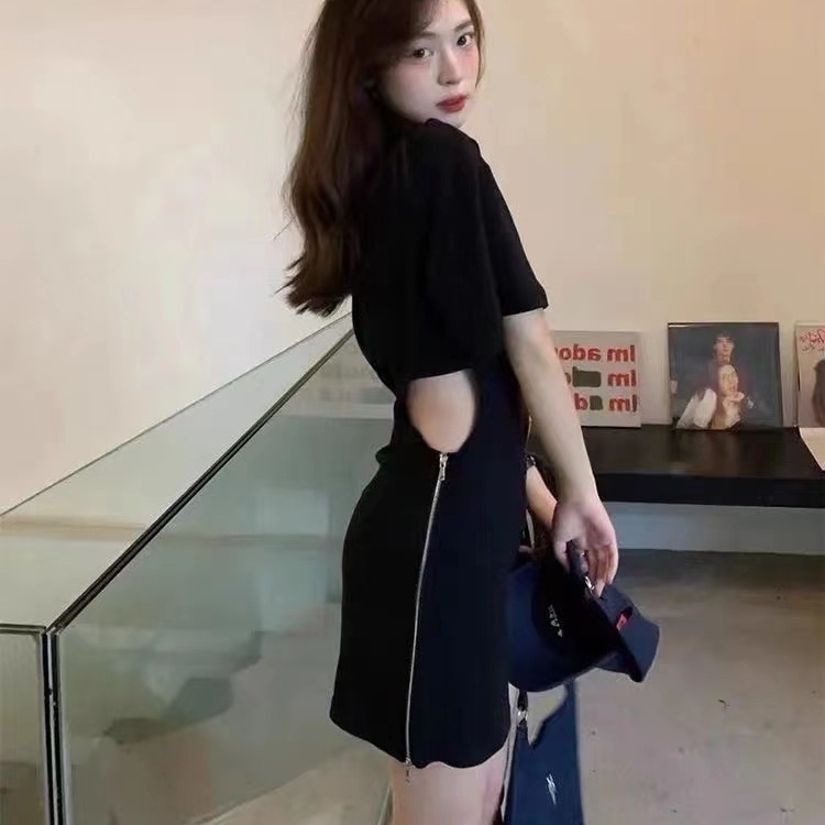 Đầm nữ Perty ngắn tay cổ tròn thiết kế độc đáo quyến rũ thời trang Hàn