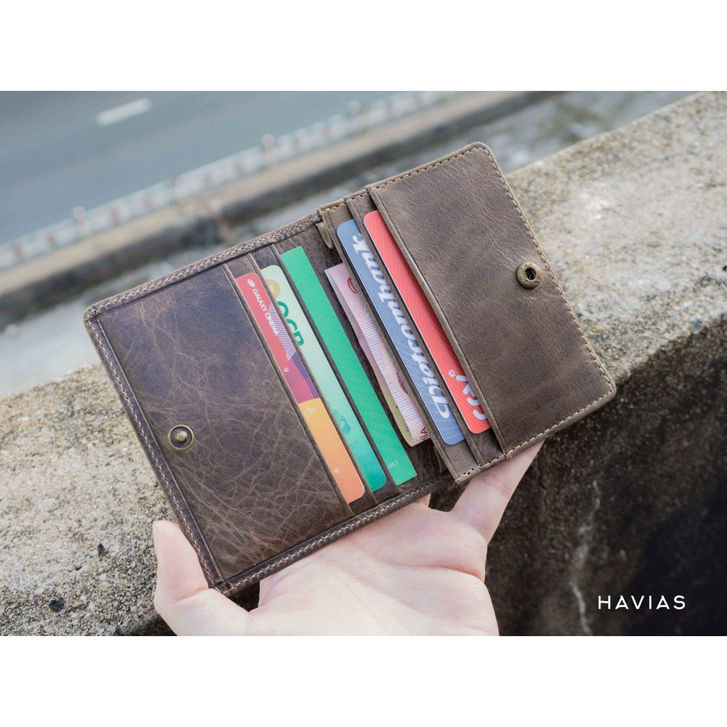 BIZ HAVIAS ví dáng hộp mini da bò thật Nappa 100% cao cấp