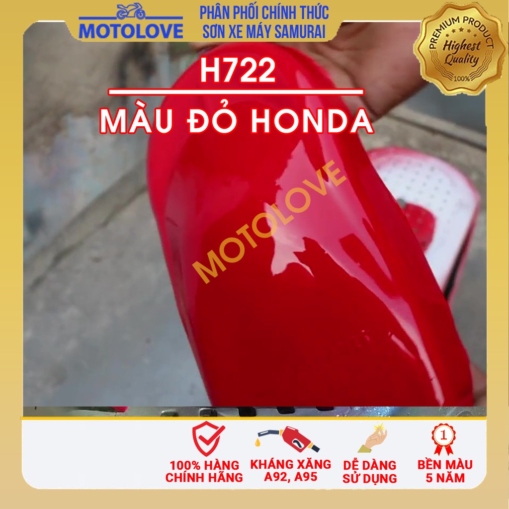 Sơn Samurai màu đỏ Honda H722 - chai sơn xịt cao cấp nhập khẩu từ Malaysia