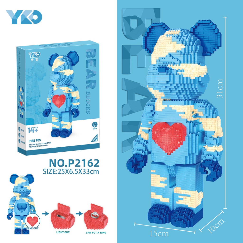 Mô hình lắp ráp Bearbrick nanoblock YKO P2155-P2162