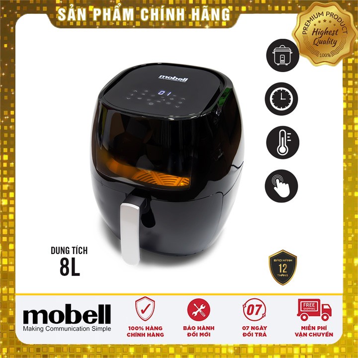 Nồi Chiên Không Dầu Cảm Ứng MOBELL, Dung Tích 8L Chuyên Dùng Chiên, Nướng An Toàn Cho Sức Khỏe - Hàng Chính Hãng