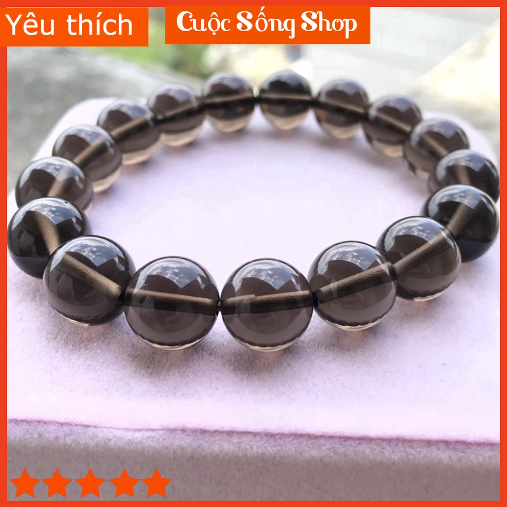 Vòng Tay Thạch_Anh Khói Đen, Phong Thủy Hợp Mệnh Thủy và Mộc, May Mắn,Bình An, Công Việc Thuận lợi. D56