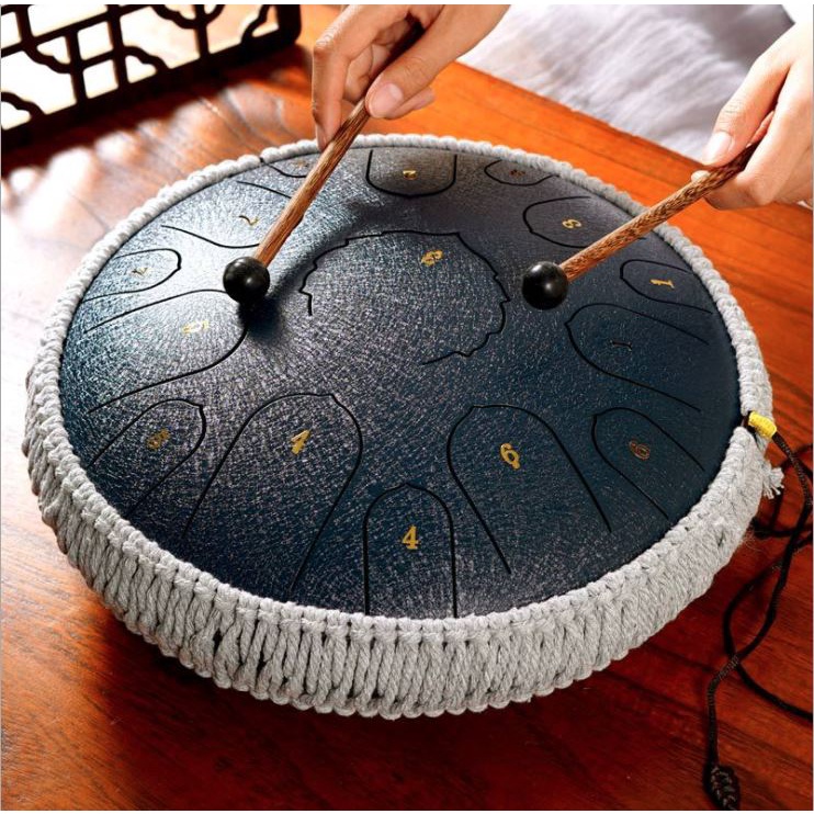 Trống Không Linh Cho Thiền Yoga 15 Nốt - Tank Drum - Steel Tongue Drum - Full Phụ Kiện