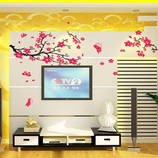 Decal dán tường Cành hoa đào đỏ - Tết
