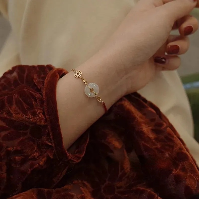 New Ladies Pearl Bracelet Handmade Red String Bracelet Trang sức phong cách Trung Quốc