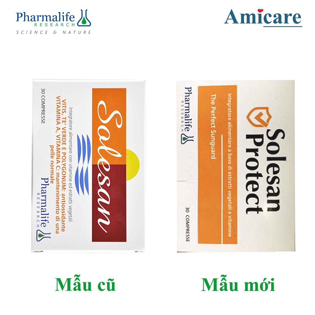 ✅ Pharmalife Viên Uống Chống Nắng Nội Sinh, Làm Sáng Da, Hỗ Trợ Da Nám Sạm Solesan Protect 30 Viên