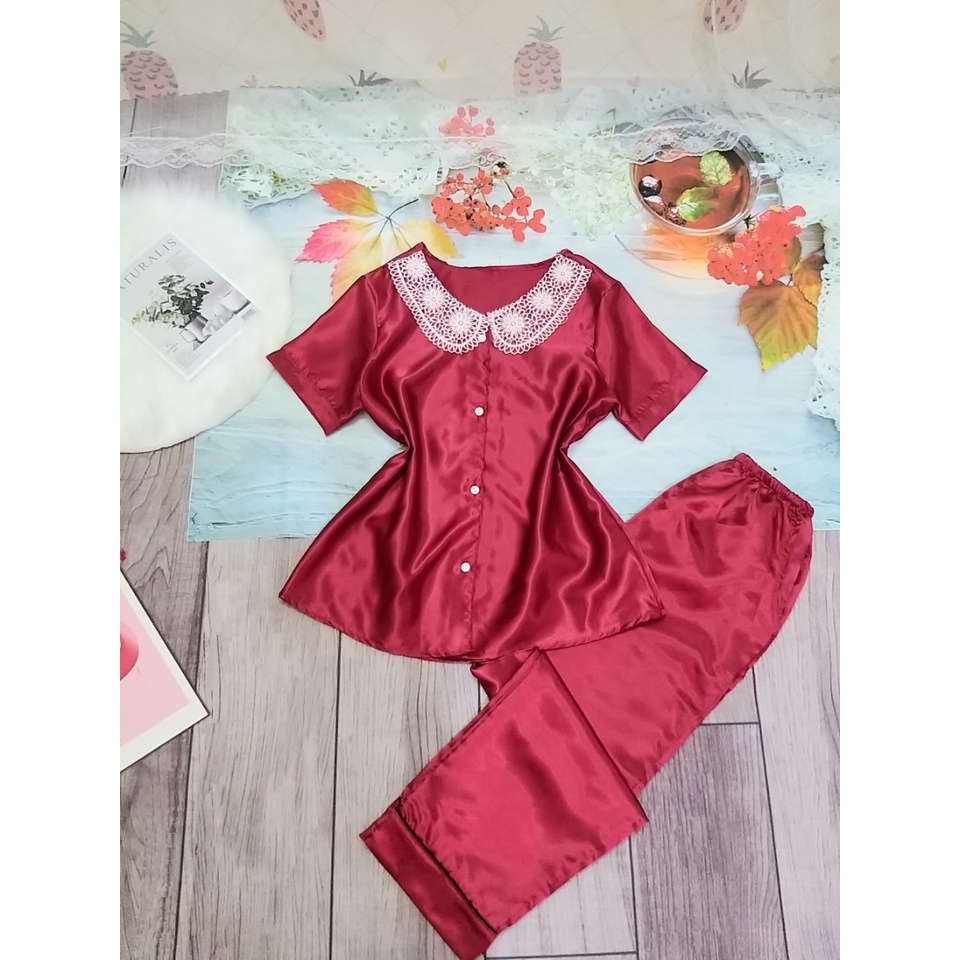 Đồ Bộ Pijama Tay Ngắn Quần Dài Vải Phi Lụa Loại 1 Siêu Mịn Đẹp
