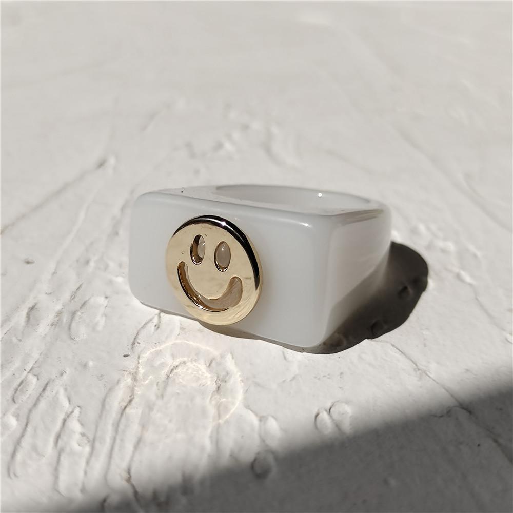 Nhẫn Resin Hình Học Mặt Cười Thời Trang Mùa Hè Cho Nữ