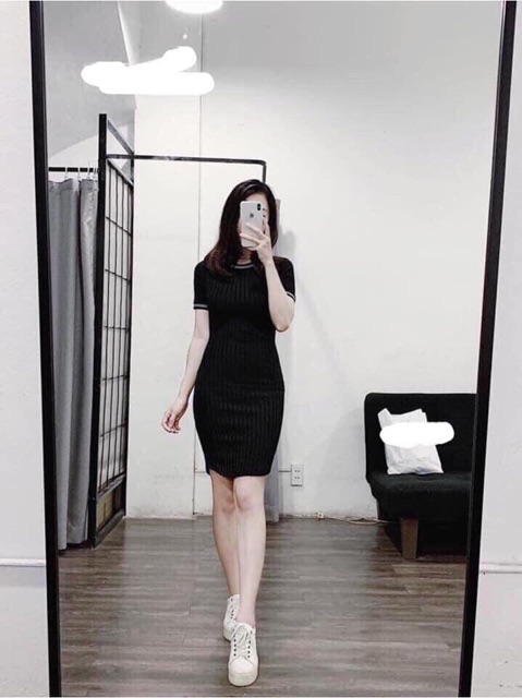 Váy len tăm cộc tay lên dáng đẹp