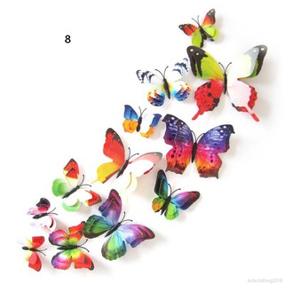 12 Sticker dán tường hình đôi cánh bướm 3D vui nhộn