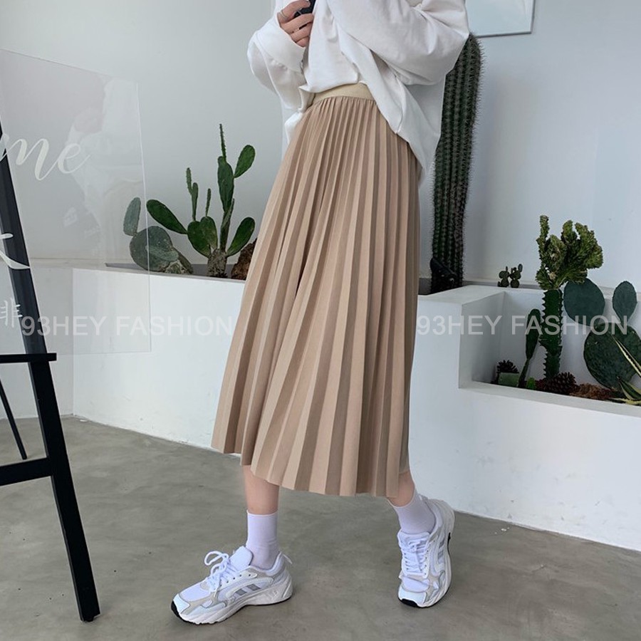 Chân Váy Xếp Ly Dáng Dài Cạp Chun Không Nhũ Bóng Hàng Đẹp Quảng Châu 93HEY CV02 | BigBuy360 - bigbuy360.vn