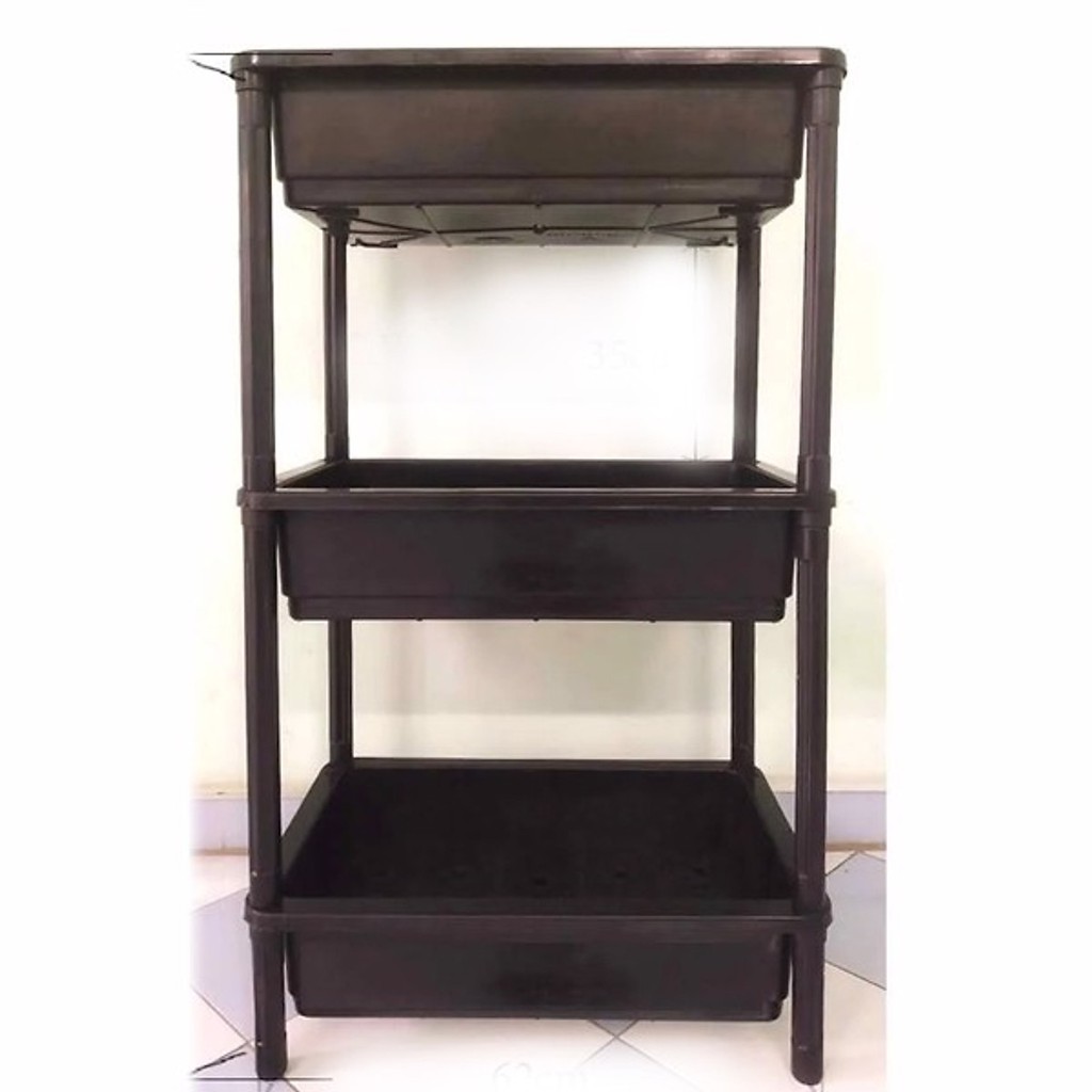 (Hàng Dày) Kệ trồng rau, Kệ nuôi cá 3 tầng (Đã gồm 3 chậu 65x42x16 cm)