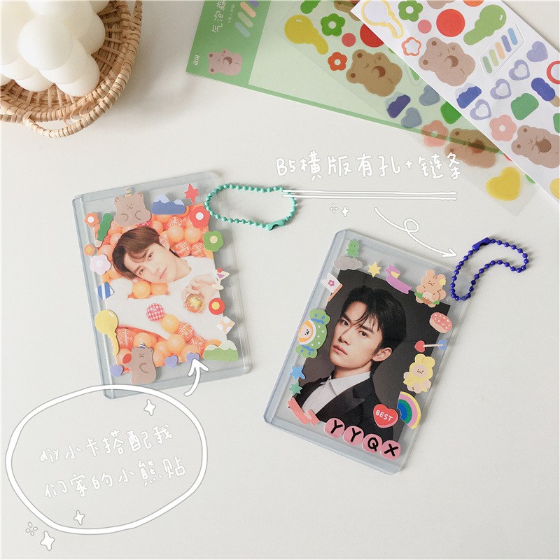 Móc Khoá Treo Toploader Binder Keyring Handmade Hạt Cườm Card Balo Túi Xách Kpop BlackPink BTS Idol Ribbon Confetti