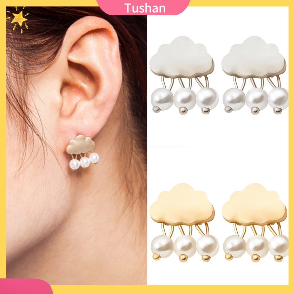 Hoa tai hình đám mây mưa đính ngọc trai xinh xắn cho nữ