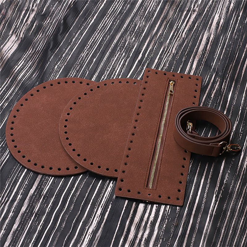 Bộ 4 Túi Da Nhân Tạo Hình Tròn Có Khóa Kéo Dùng May Vá DIY