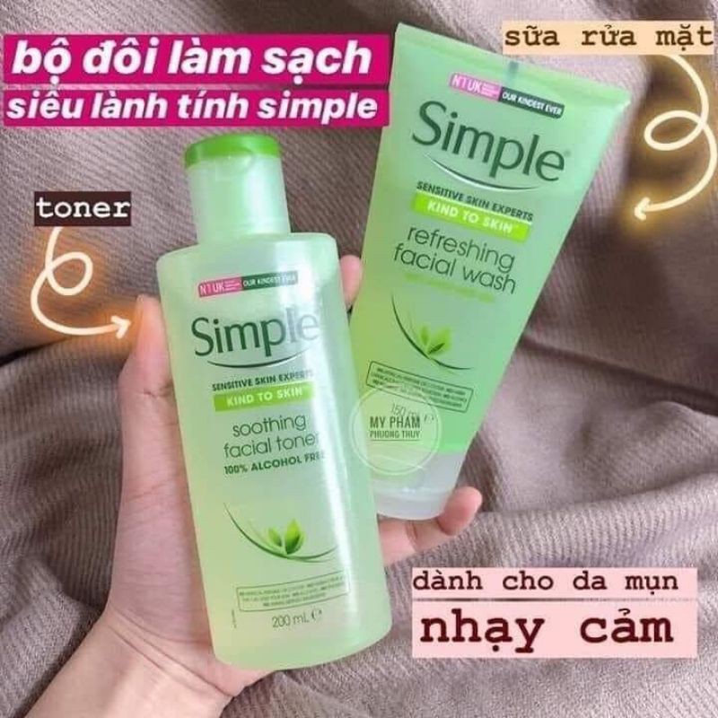 [Mẫu Mới] Combo Sữa Rửa Mặt + Toner Simple