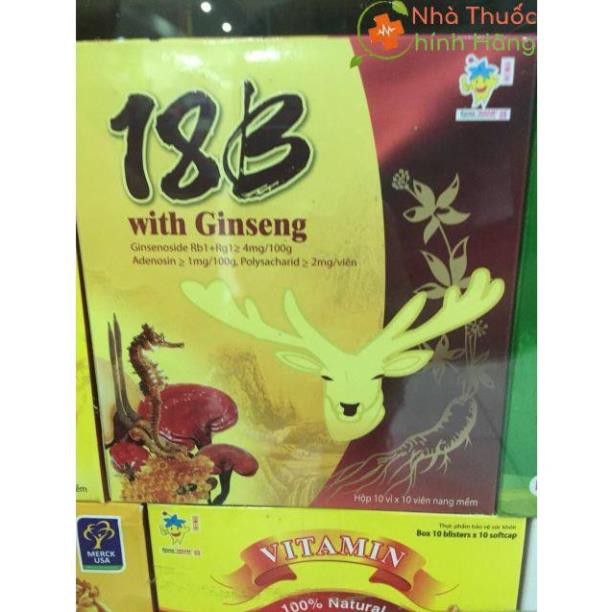 (Nhà Thuốc) [Viên uống] Thực phẩm chức năng Vitamin 18B With Ginseng hộp 100v Bồi bổ sức khoẻ