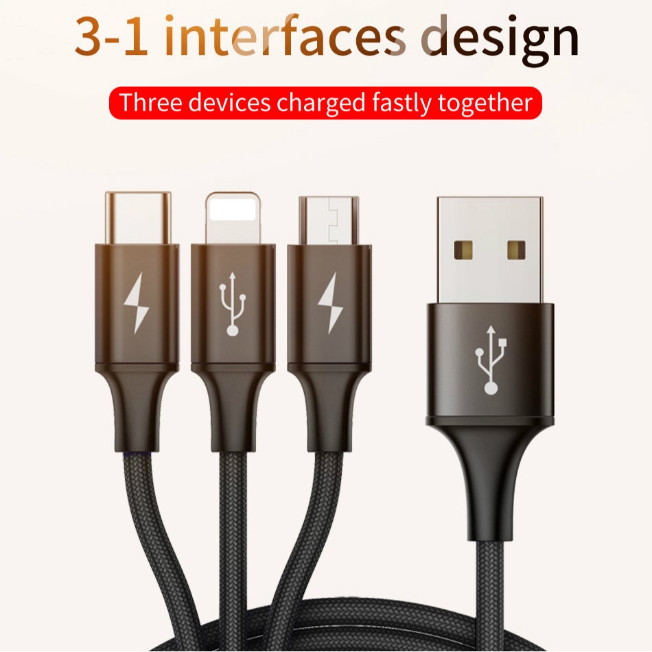 Dây cáp sạc nhanh 3 trong 1 Baseus thiết kế siêu tiện lợi chất lượng cao