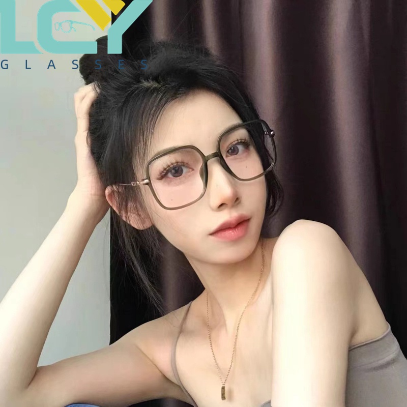 Mắt Kính Cận Thị Gọng Vuông Lớn Bằng Hợp Kim Chống Ánh Sáng Xanh Lam Phong Cách Mới Dễ Phối Đồ Cho Nam Và Nữ # 0°-6.0° (Tại Chỗ) 9540