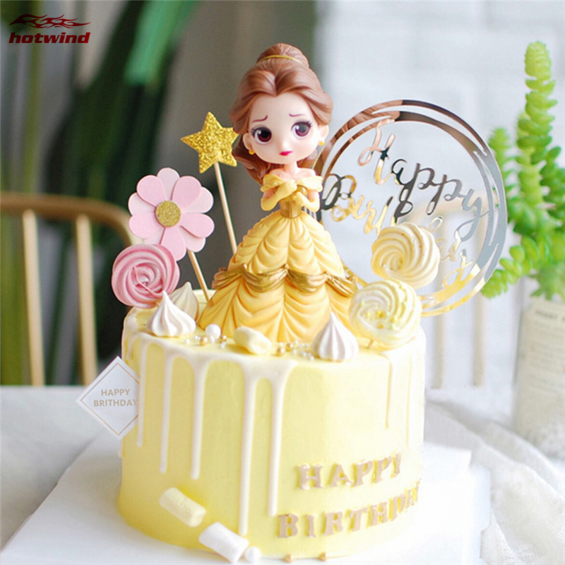 Phụ kiện trang trí mặt bánh kem phong cách công chúa xinh xắn