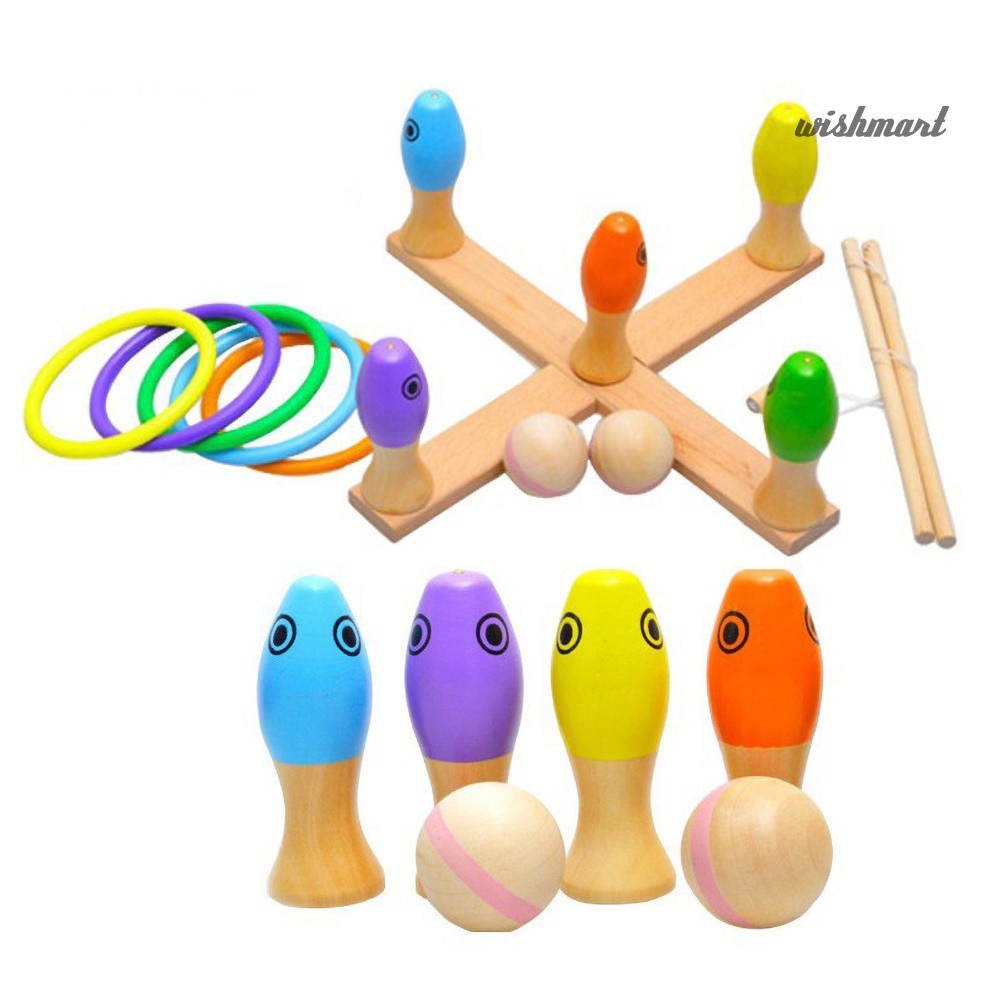 [Wish] Kids Wooden Fishing Bowling Ring Toss 3 in 1 Board Game Puzzle Education Toy Set
