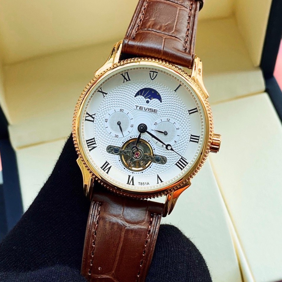 Đồng hồ nam Tevise Đại bàng vàng gold máy cơ tự động 100% không dùng pin hoạt động vĩnh viễn cực tiện lợi Bảo hành 100%