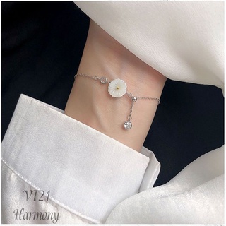 Lắc tay cúc họa mi bạc khảm hoa đẹp| Vòng tay hoa cúc VT21 Trang sức Harmony