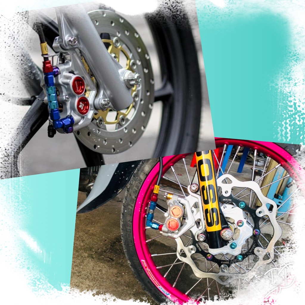 COMBO HEO DẦU 8.1 Racing 4piston, Kèm PÁT CNC gắn TRƯỚC WAVE110 S110 RSX FUTURE LED 220mm 260mm 265mm 267mm