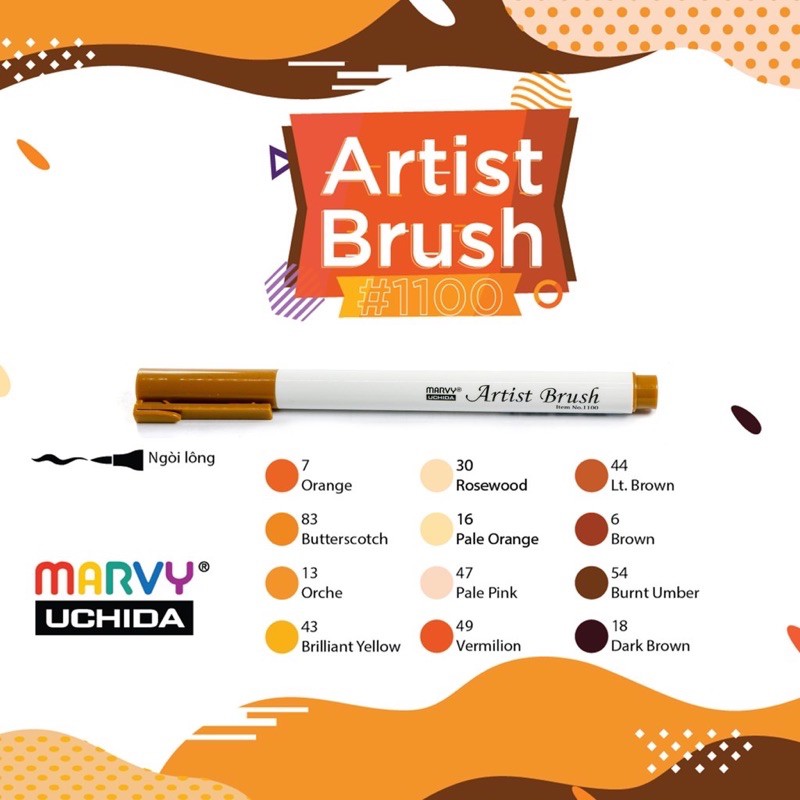 (P2) Bút marker brush Marvy 1100.