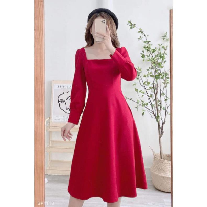 Đầm dự tiệc trắng xòe cổ u vintage | BigBuy360 - bigbuy360.vn