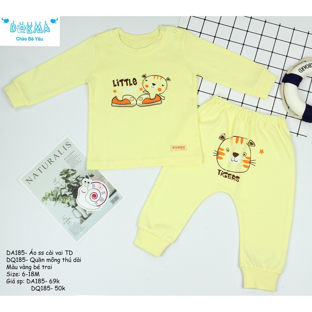 Dokma - Bộ quần áo dài tay cài vai chất siêu đẹp cho bé (6-18m) DA185