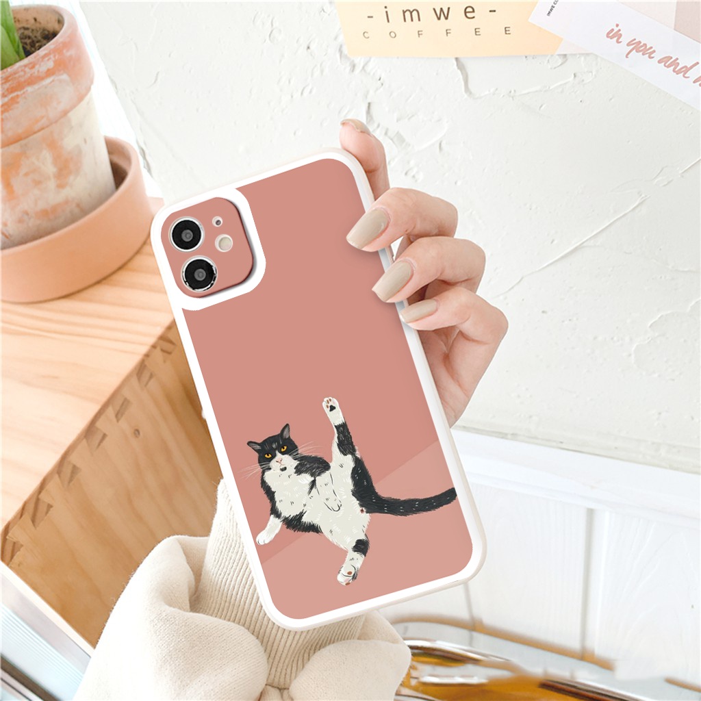 ỐP IPHONE BẢO VỆ CAM CHỐNG VÂN TAY CHỐNG BỤI vuông cạnh ốp lưng 12 promax Mèo đáng yêu full case 6 đến 13promax tr244