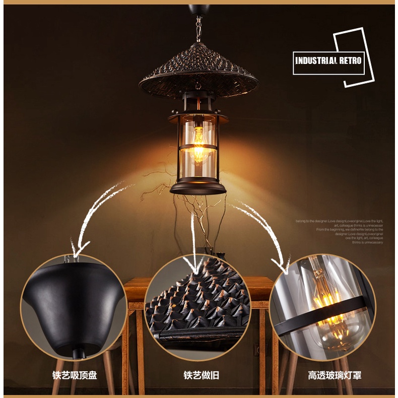 Đèn treo thả trần trang trí quầy bar, quán cafe,nhà hàng phong cách retro cổ điển sang trọng.