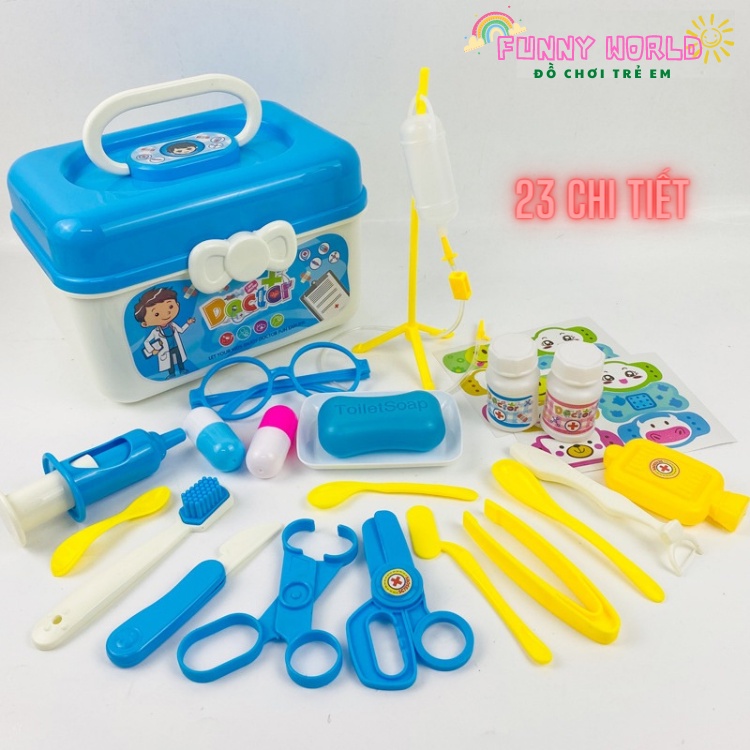 Bộ đồ chơi bác sĩ nha khoa cho bé 33 chi tiết bổ ích thú vị bằng nhựa nguyên sinh ABS cao cấp an toàn cho bé trai và bé